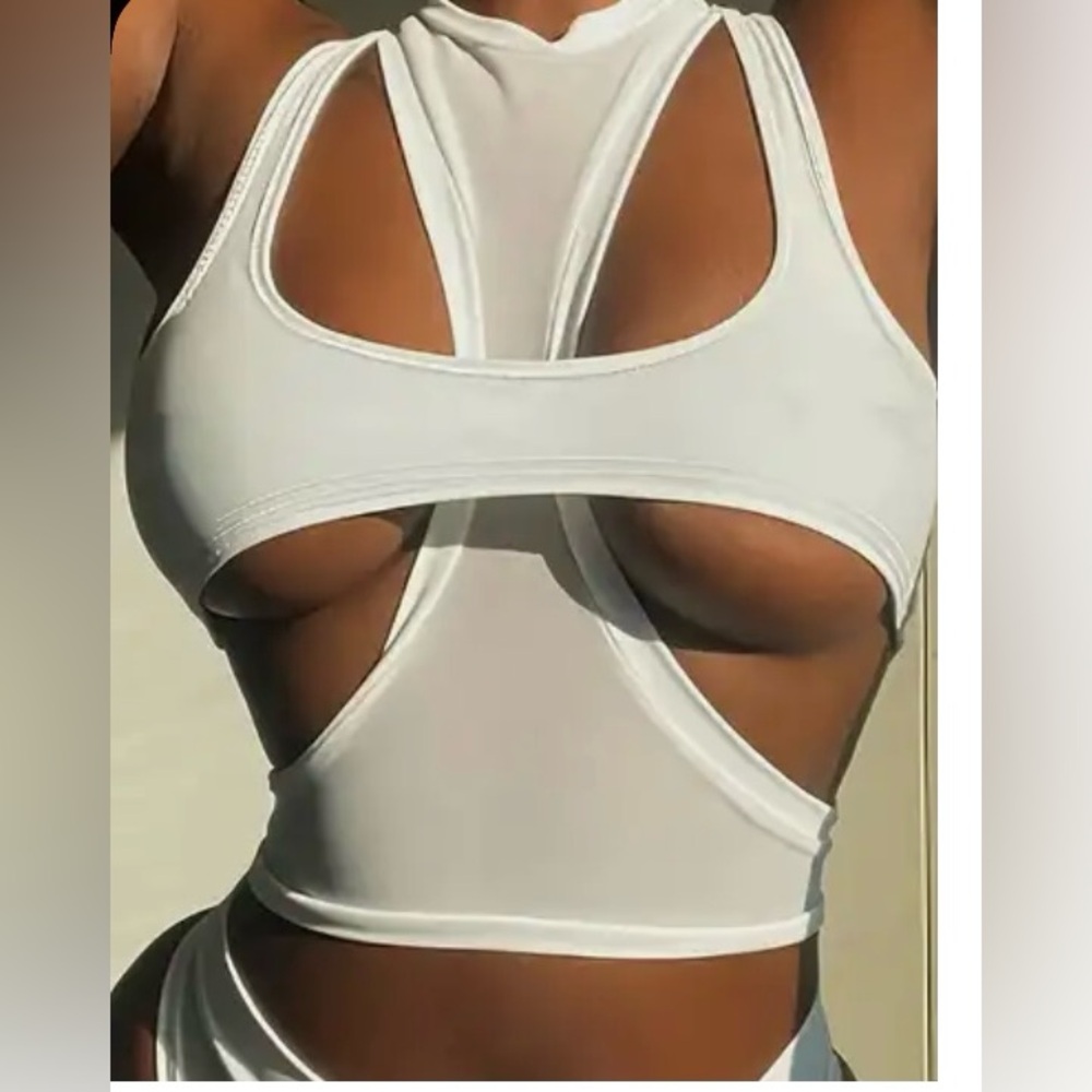 White Cutout Crop Top